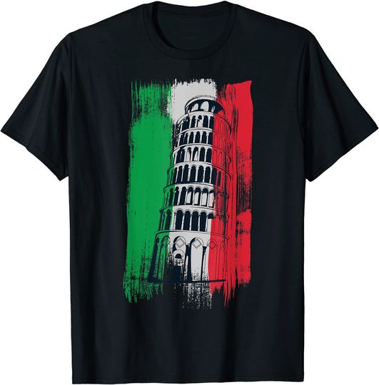 Leaning Tower of Pisa with Italic Flag T-Shirt