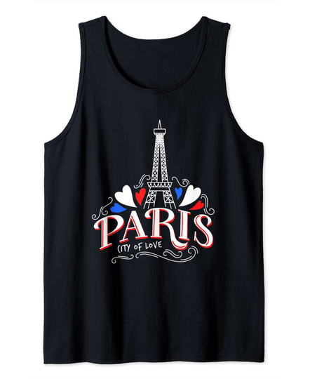 Paris France Flag and Eiffel Tower Graphic Tank Top