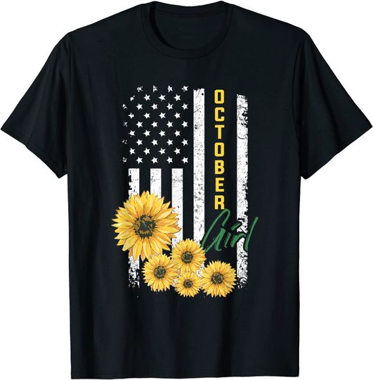 Sunflower Flag American October Girl T-Shirt