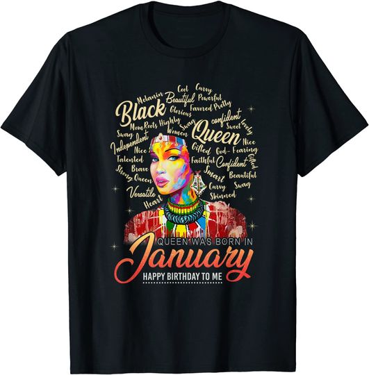 Capricorn African Pride Queen Was Born In January Birthday T-Shirt