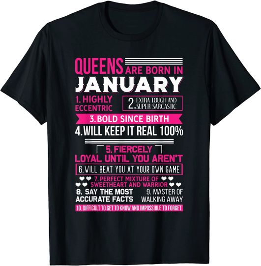 Birthday - Queens Are Born In January T-Shirt