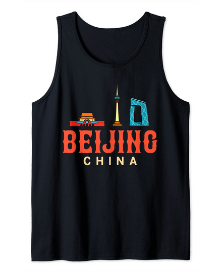 Beijing China City Skyline Map Tank Top