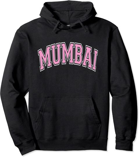 Mumbai India Style Pink Text Pullover Hoodie