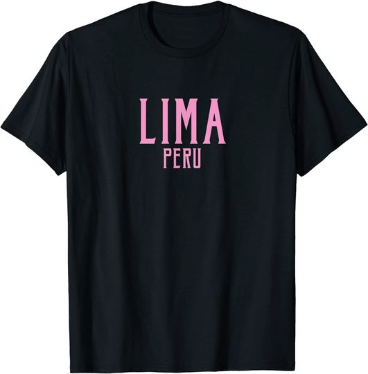Lima Peru Vintage Text Pink T Shirt