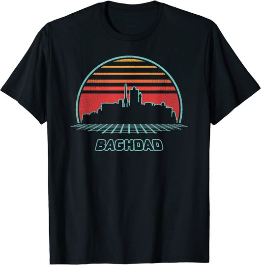Baghdad Retro City Skyline 80s Style Souvenir Gift T-Shirt