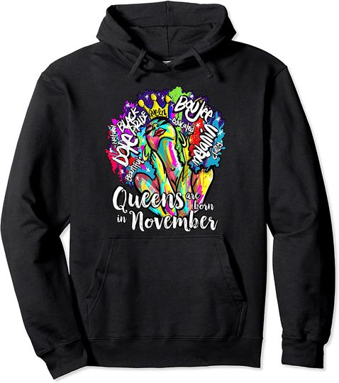 Queens Are Born In November Pullover Hoodie