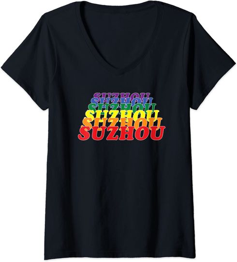 Suzhou City Gay Pride Rainbow Word Design T-shirt