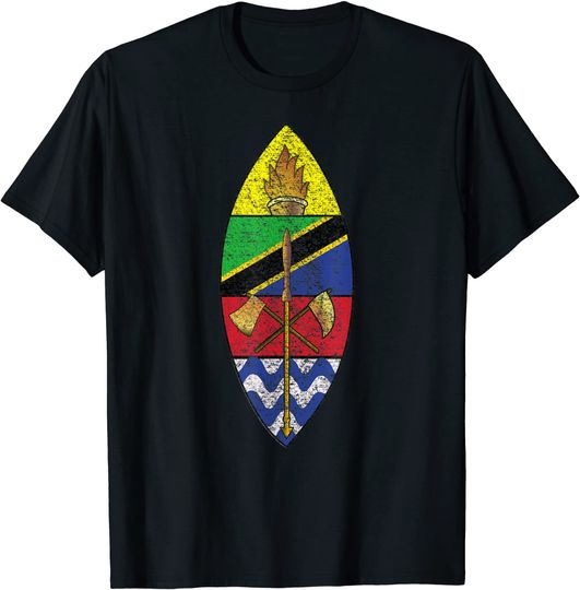 TANZANIA FLAG COAT OF ARMS SHIELD DAR ES SALAAM T-Shirt