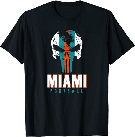 Miami Varsity Retro Skull Football T-Shirt