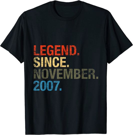 14th Birthday Gifts - Legend Since November 2007 T-Shirt