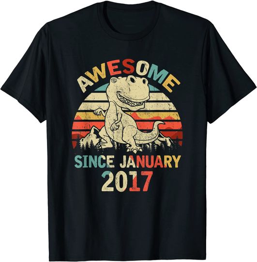 Awesome Since January 2017 3rd Dinosaur Birthday T Shirt