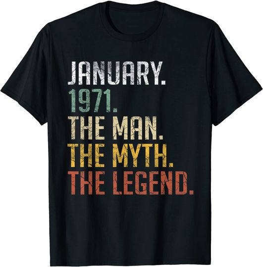 Vintage January 1971 Retro 50 Years Old 50th Birthday T Shirt
