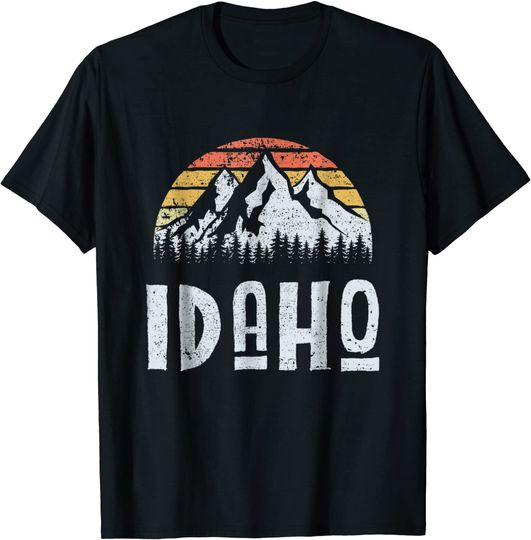 Retro ID Idaho Mountain State Sunrise T Shirt
