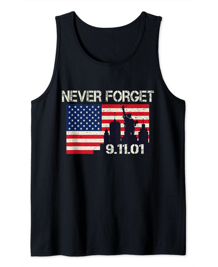 Vintage Never Forget Patriot Day American Flag Tank Top