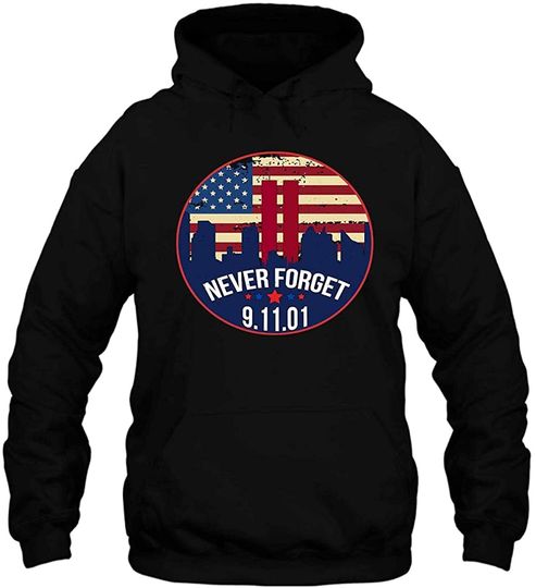 Vintage Never Forget Patriotic 911 American Flag Hoodie