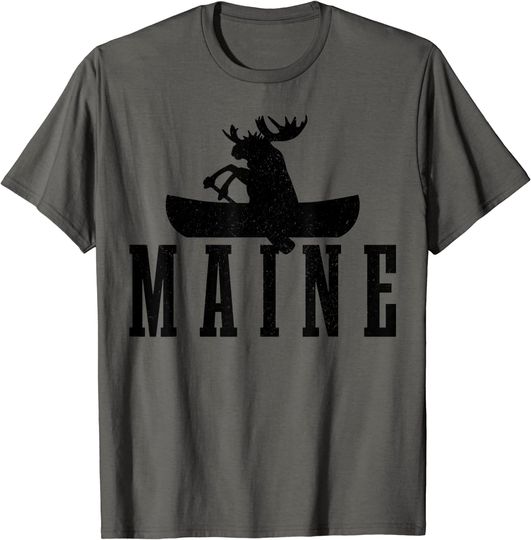 Maine Moose Canoe Kayak Canoeing T Shirt