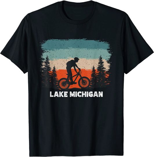 Lake Michigan Mountain biking sunset vintage T-Shirt