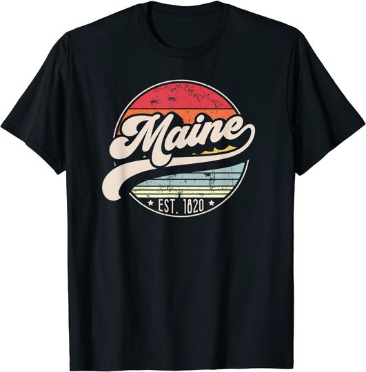 Retro Maine Home State ME Cool 70s Style T Shirt