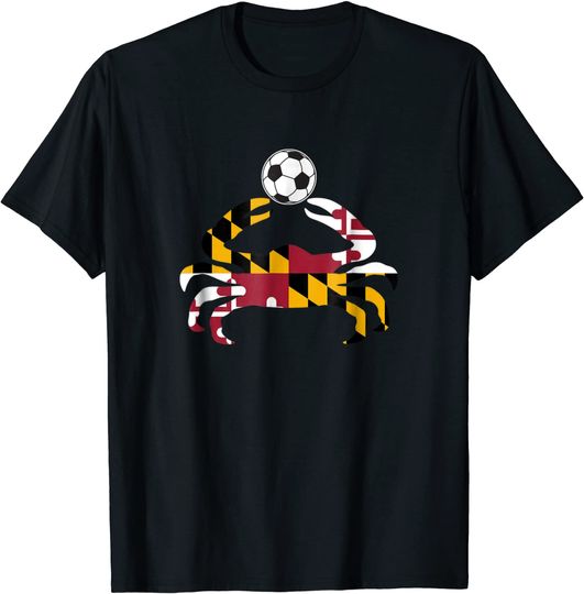 Maryland State Flag Blue Crab Pride T-Shirt with soccer ball