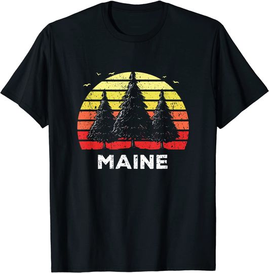 Vintage Maine Sunset State Travel T Shirt