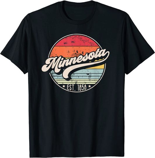 Retro Minnesota Home State Cool 70s Style Sunset T-Shirt