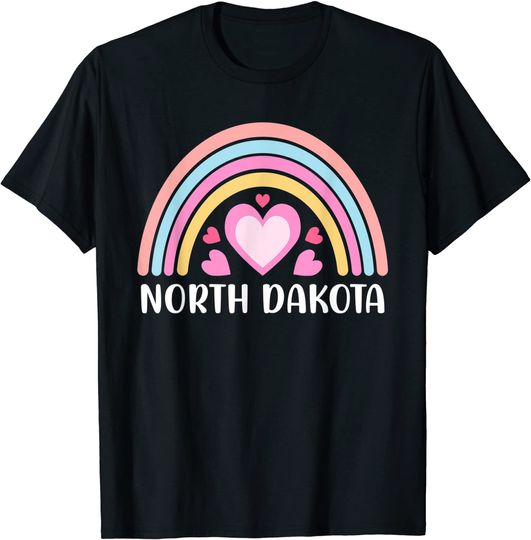 North Dakota Rainbow Hearts T-Shirt