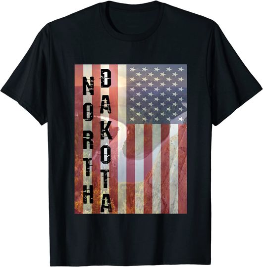 North Dakota American Flag T-Shirt