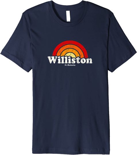 Williston North Dakota 70s Retro Rainbow T-Shirt