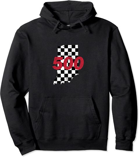 Indianapolis Indiana State 500 Race Car Distressed Pullover Hoodie