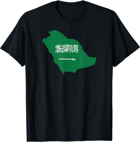 Kingdom of Saudi Arabia KSA Map Country Flag T Shirt