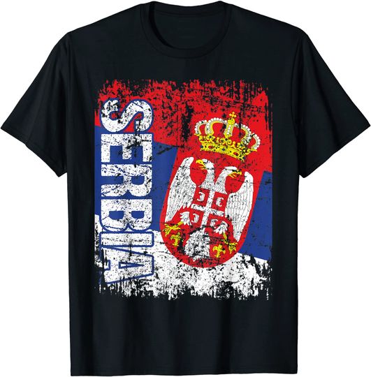 Serbian Flag Vintage Distressed T Shirt