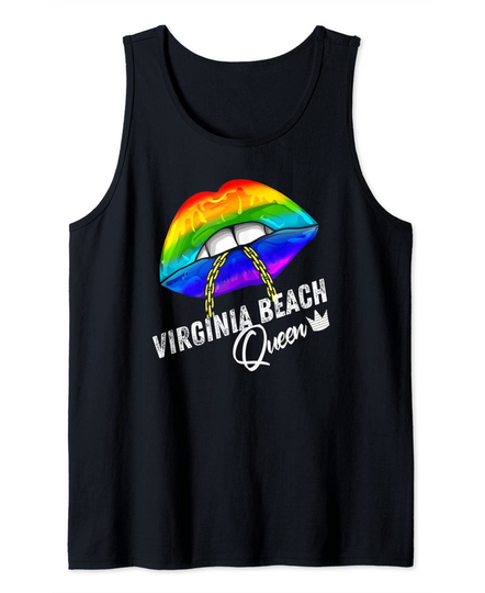 Virginia Beach Queen LGBTQ Gay Pride Flag Tank Top
