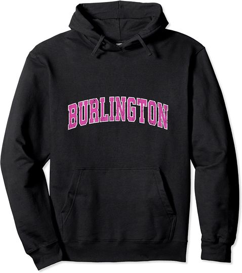 Burlington Wisconsin Vintage Sports Pink Pullover Hoodie
