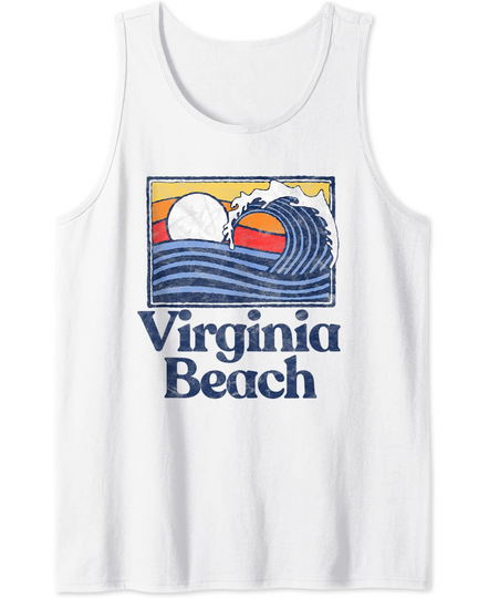 Virginia Beach Retro Surfer Vintage Beach & Wave Graphic Tank Top
