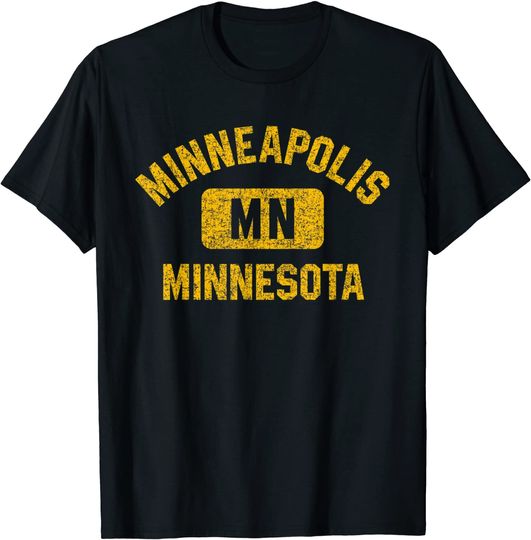 Minneapolis Minnesota Gym Style Distressed Amber T Shirt