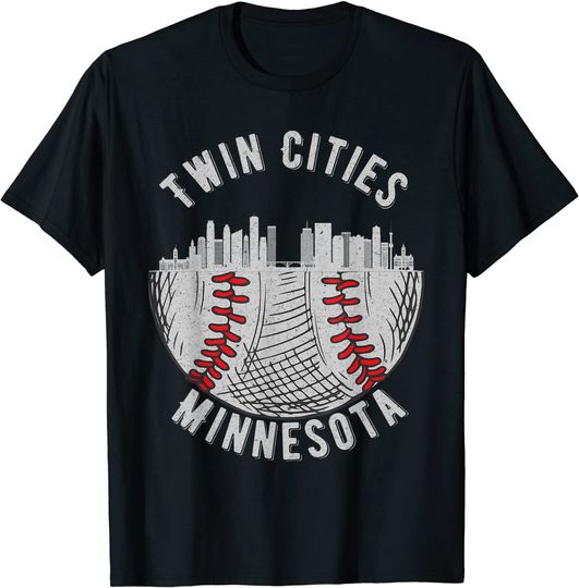 Twin Cities Minnesota Baseball Skyline T Shirt
