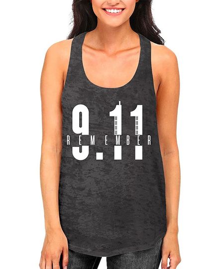 Remember 9/11-20th Anniversary NYC Twin Towers Women's Burnout Racerback Tank Top