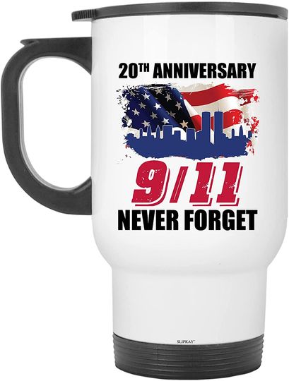Never Forget 9-11 20th Anniversary Patriot Day 2021 White Travel Mug 14oz