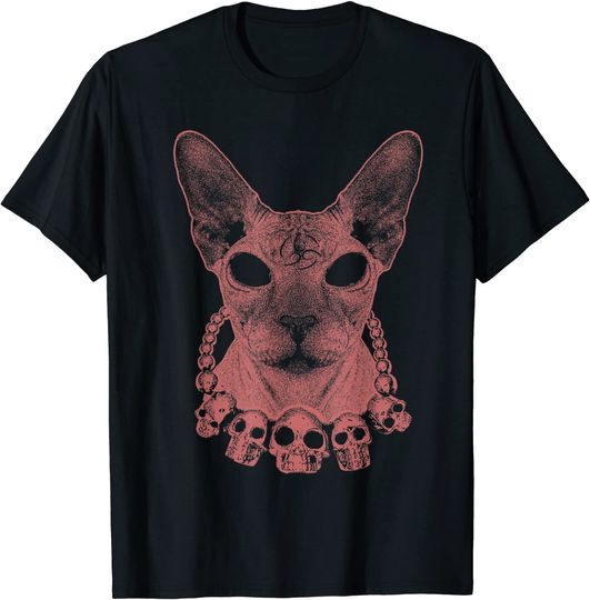 Alternative Clothes Aesthetic Goth Occult Sphynx Cat T Shirt