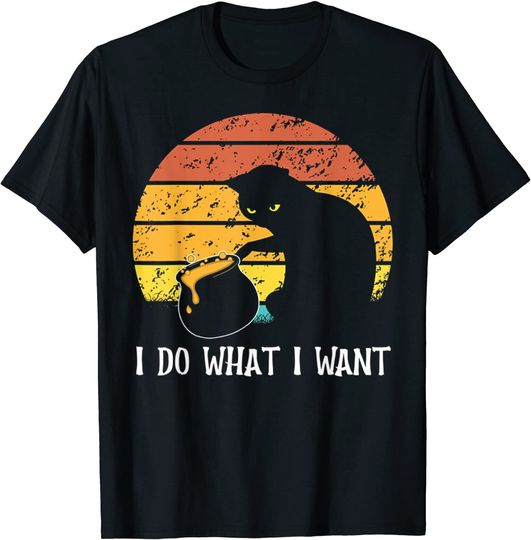 I Do What I Want Funny Black Cat T-Shirt