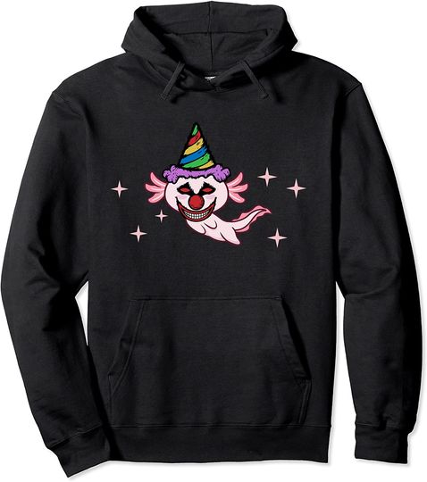 Halloween Axolotl Scary Clown Graphic Art Pullover Hoodie