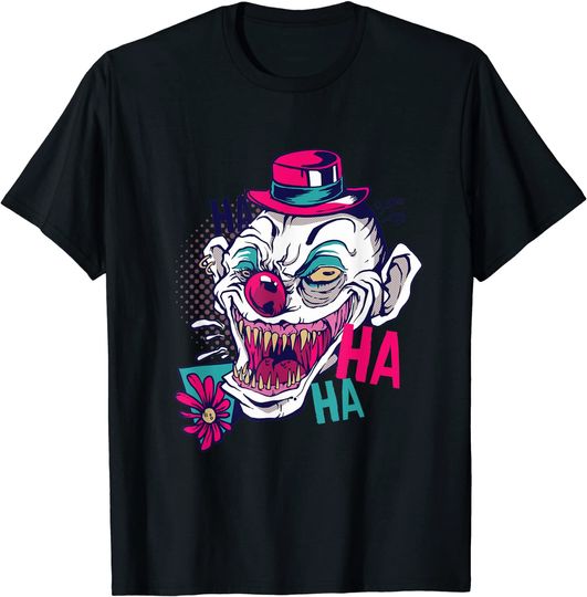 Halloween Scary Colorful Laughing Clown T-Shirt