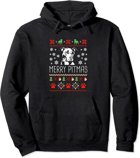 Merry Pitmas Ugly Christmas Pullover Hoodie
