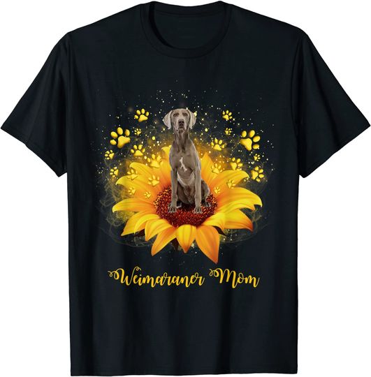 Weimaraner Mom Sunflower With Dog Paw Long Sleeves