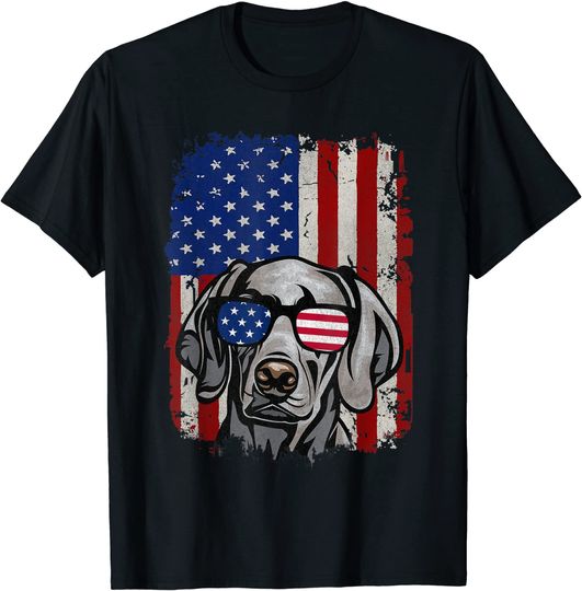 American Flag Weimaraner T Shirt