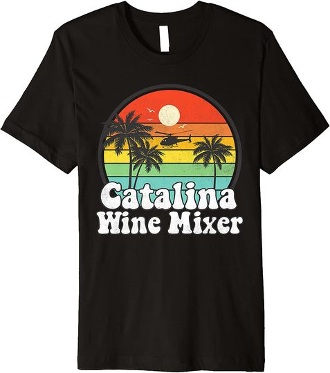 Retro Beach Palm Tree Catalina Mixer Wine Prestige Worldwide T-Shirt