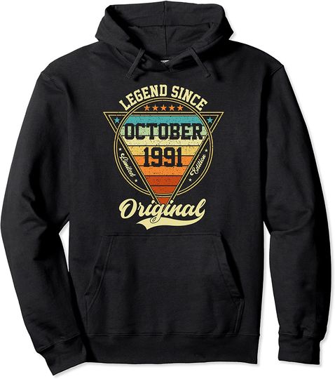 Legend Since October 1991 30th Birthday Vintage Pullover Hoodie