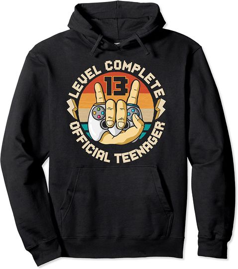 Level 13 Unlocked 13Th Birthday Official Teenager Gamer Boys Pullover Hoodie
