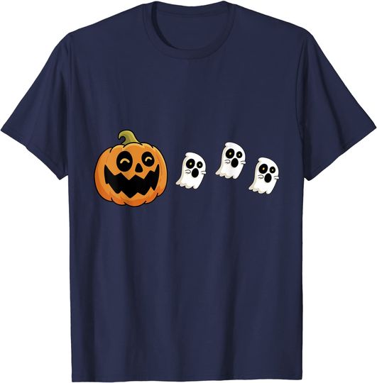 Funny Halloween Pumpkin Eating Candy Corn Pumpkin Ghosts T-Shirt