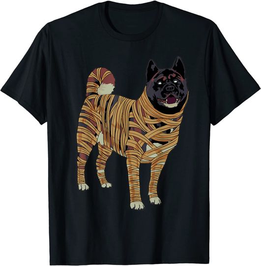 Akita Dog Mummy Halloween T-Shirt
